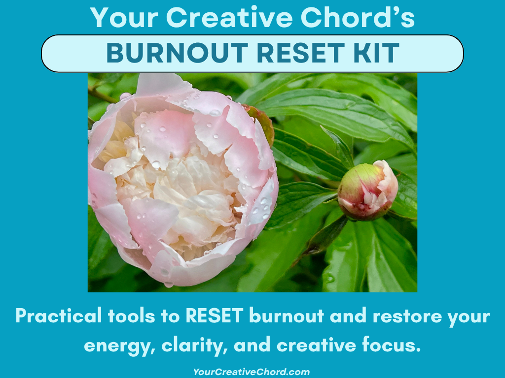 Your Creative Chord's Burnout RESET Kit cover image of peony bud and new pink and white bloom